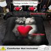Romantic and Loving Cat 3D Print Bedding Set Breathable Duvet Set Cover King Queen Twin Single Size for Bithday Gift Room Decor