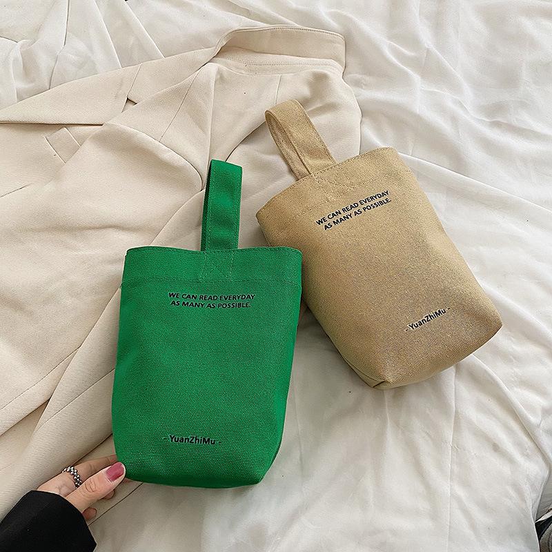 Canvas Milchtee Eimer Tragetasche – Damen Lässige Tragbare Flasche & Lunchtasche