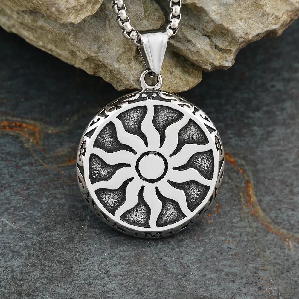 Vintage Αmuλέτο Apollo Κρεμαστό Κολιέ Θεού Ήλιου Ανδρικό Στρογγυλό Ατσάλινο Κολιέ Κοσμήματα Αmuλέτου Δώρο