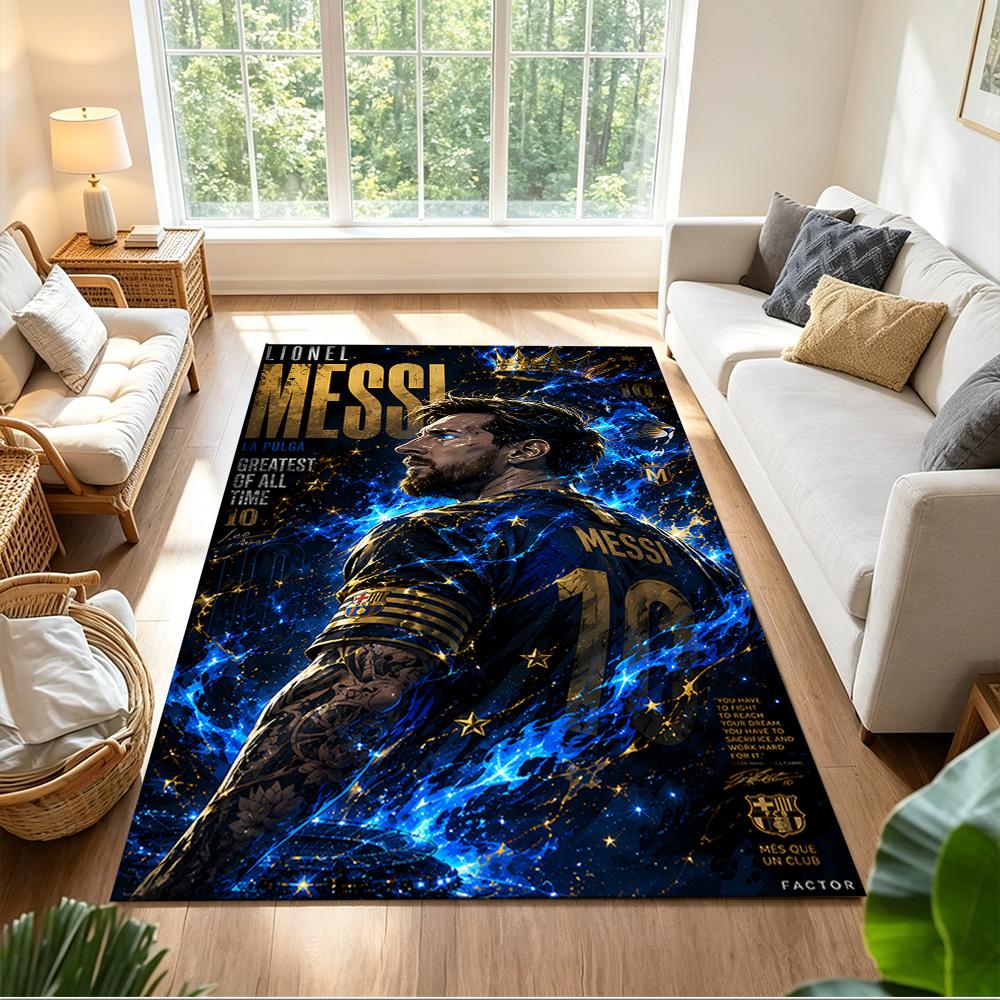 Lionel Messi Soccer Legend Carpet Design for Game Room Entryway Outdoor Study room Antislip Carpet Decorate Offices