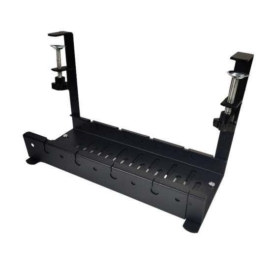 Under Desk Cable Organizer Large Capacity Cable Storage Rack Clip-On Installation Retractable Carbon Steel Cable Management Tray