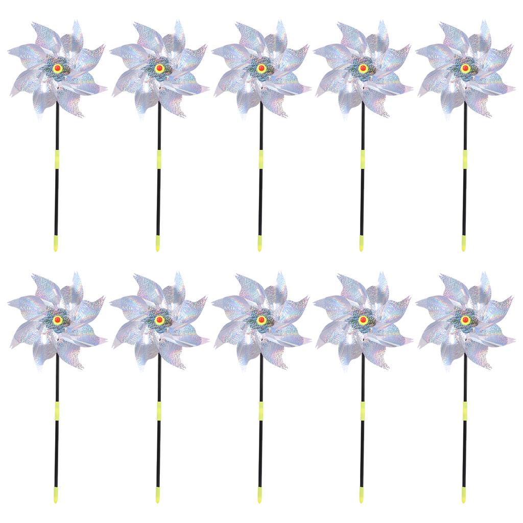 10Pcs Reflective Bird Repellent Windmill Garden Lawn Yard Decor Plastic Pigeon Repellent Wind Spinner for Garden Courtyard