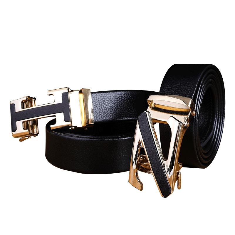 Gold Z-buckle Men's Automatic Belt Fashion PVC Men's Belt
