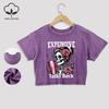 Expensive Talks Back Cotton Crop Tees All-Math Summer Lace Hem Washed T-Shirts O-Neck Distressed Short Sleeve Casual Clothes
