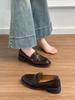 Sheepskin version~ genuine leather new thick-soled camellia one-pedal loafers women's British style retro small leather shoes single shoes