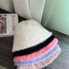 Rabbit hair fisherman hat women's versatile warm water bucket hat autumn and winter show face small basin hat