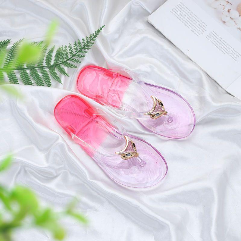 

Градиентные цветные плоские женские тапочки, мягкие шлепанцы, обувь для женщин, хрустальные, высокого качества, летние шлепанцы, распродажа 2025, тренд на сандалии 41