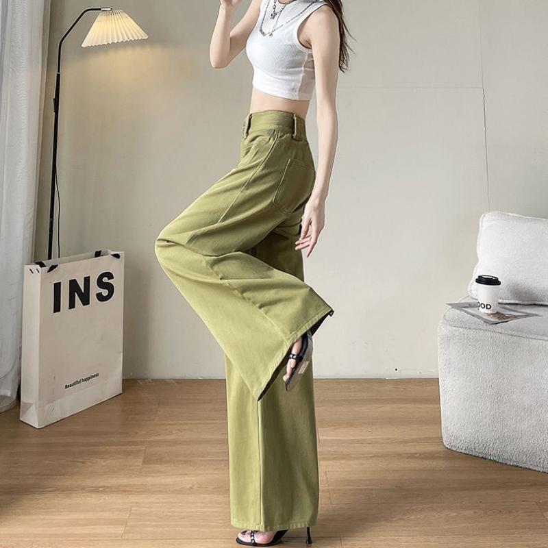 Summer Wide Leg Jeans for Women American Retro Loose Double Buckle Casual Drape Floor Length Pants