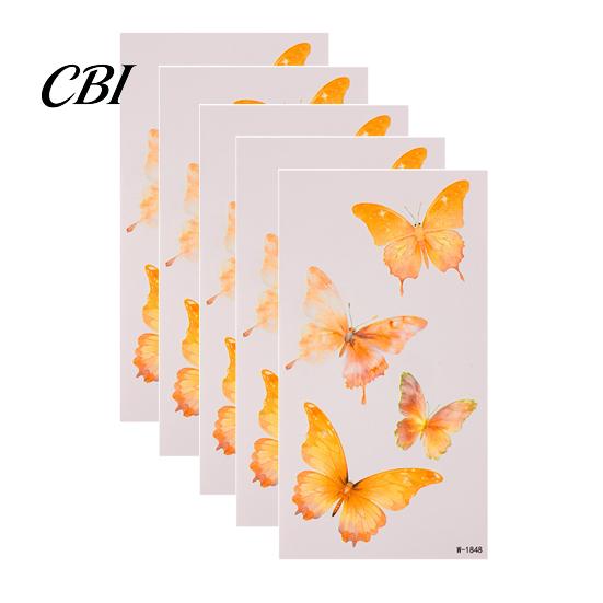 Temporary Body Art Decals 5 Sheets Butterfly Tattoo Stickers, Waterproof Flower Tattoos, Colorful Removable Stickers Face Tattoos for Parties