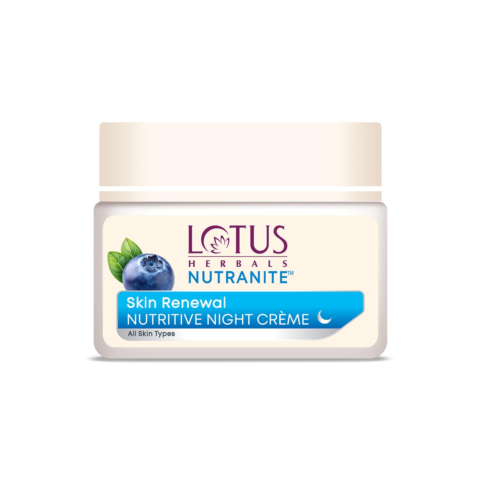 Lotus Herbals Nutranite Skin Renewal Nutritive Night Face Cream With Blueberry Extract | Nourishes Skin Overnight | For Women Men | For All Skin Ty