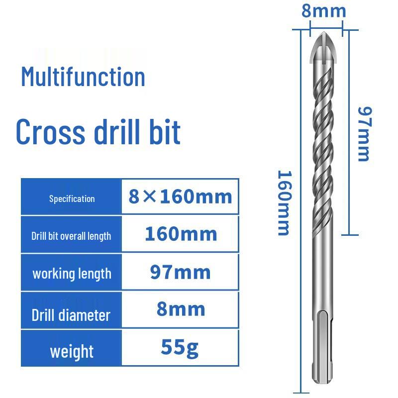 Extra Langer Rundschaft Gezahnter Exzentrischer Bohrer – Vier Nuten, Zwei Nuten zum Bohren von Beton und Fliesen