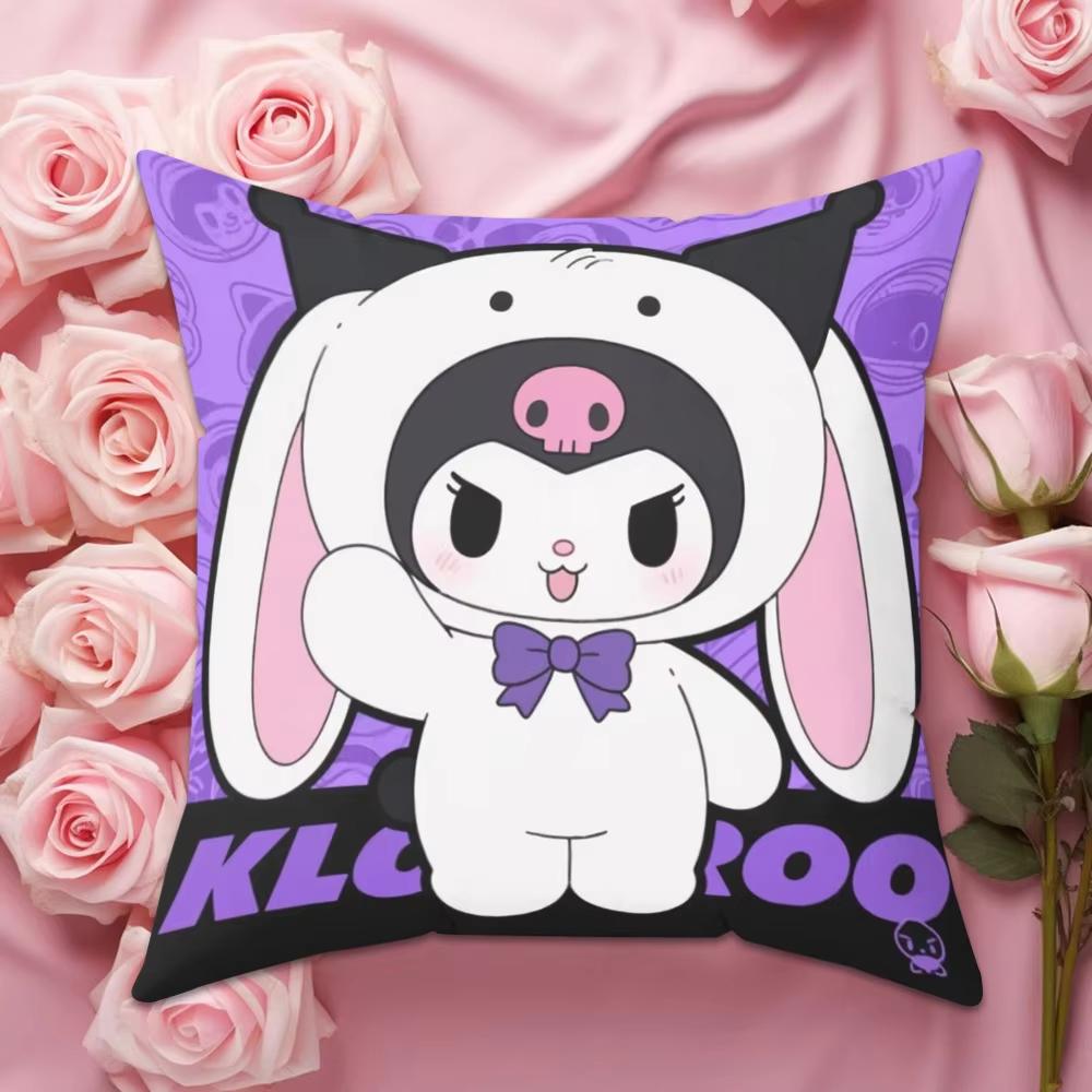 Double Sided Kuromi Pillow Cover Cute Sanrio Character for Sofa Living Room Bedroom Home Decor Interior Gift