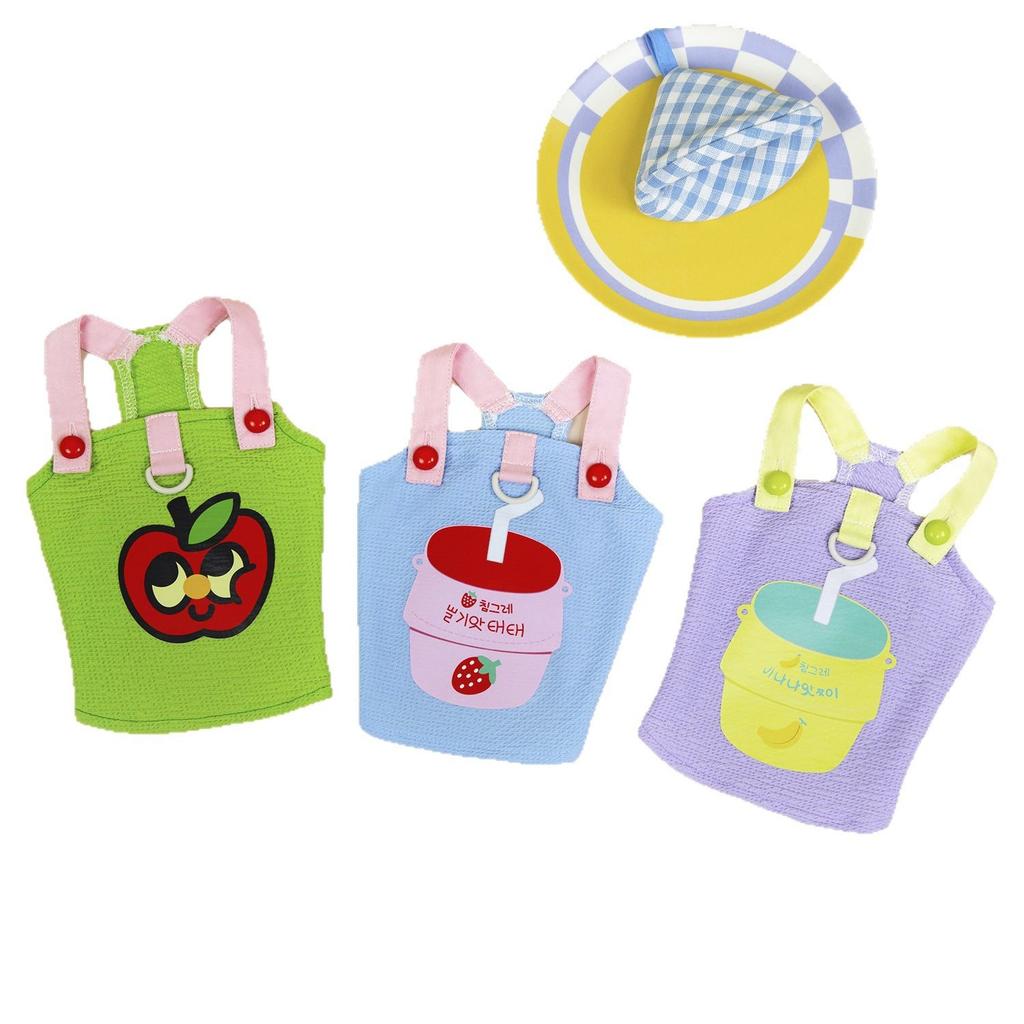 Spring small teddy dog, ragdoll cat, puppy clothes, hairless cat fruit printing polyester fabric pet clothes