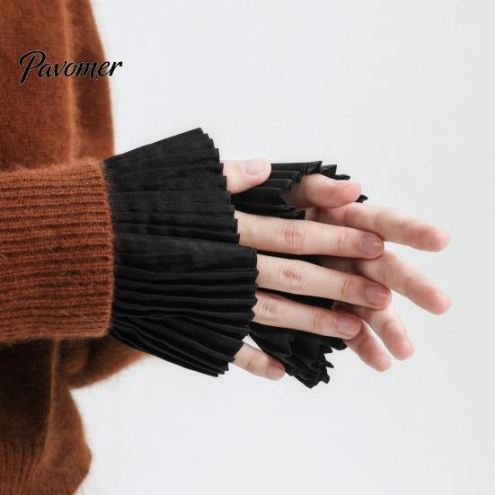 Versatile Clothing Accessories Pleated Fake Sleeve Cuffs for Women, French Style Detachable Stylish Layering Essentials Extenders with Buttons,