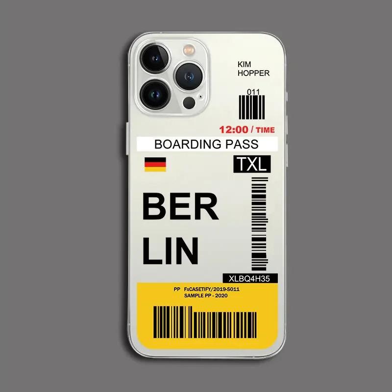 

Funny World City Tourist Ticket Label Phone Case for iPhone 16 15 14 Pro Max Plus Dustproof Non-Slip Transparent Cover Fundas iPhone 14 Plus