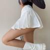 Fashion Slit Women Pleated Skirt Summer High Waist Loose A-line Skirt Sexy Mini Skirt White Jk Korean Girl Dance Skirt White