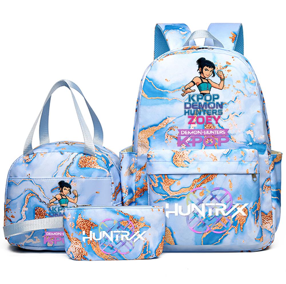 3Pcs/set Anime Demon Hunters Printed Backpack Handbag Pencil Case for Teenager Student Bookbag Schoolbag Women Large Capacity Waterproof Bag