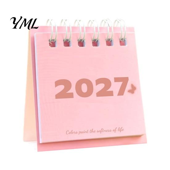 Functional Workstation Memo Pad Mini Desk Calendar 2027, Jan. 2027 to Dec. Standing Flip Small Vertical Desktop Calendar, 12 Monthly Planner