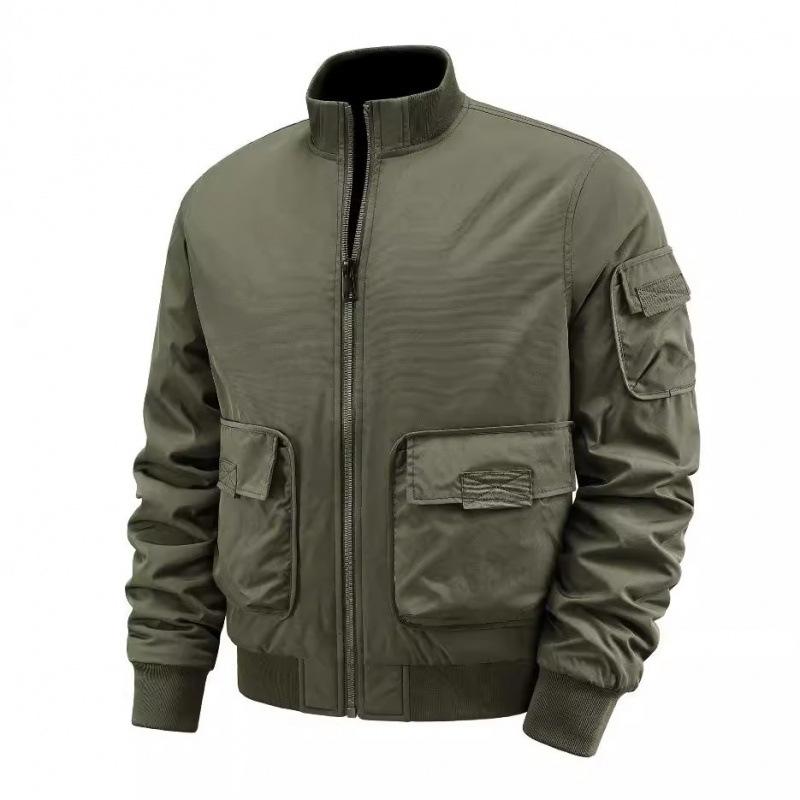 Flygdräkt Herrjacka Bomullsfodrad Kappa Höst och Vinter Amerikansk Retro Lös Ledig Medelålders och Äldre Ledig Jacka Bomullsfodrad Jacka