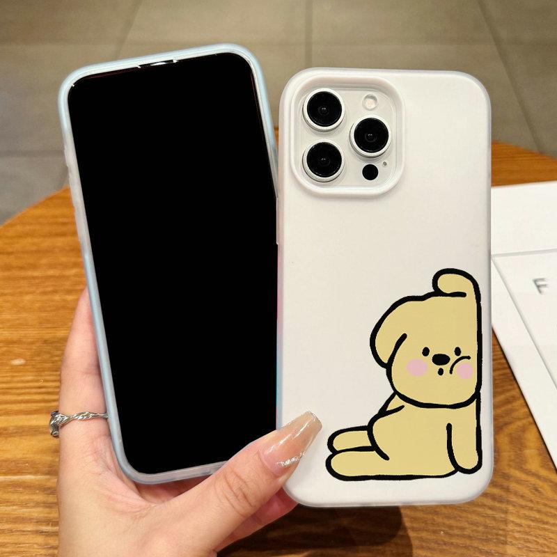 Patterned Matte Frosted Skin Feel Casing PC+TPU 2in1 Tired Dog Printed Protective Cover Soft Back Case