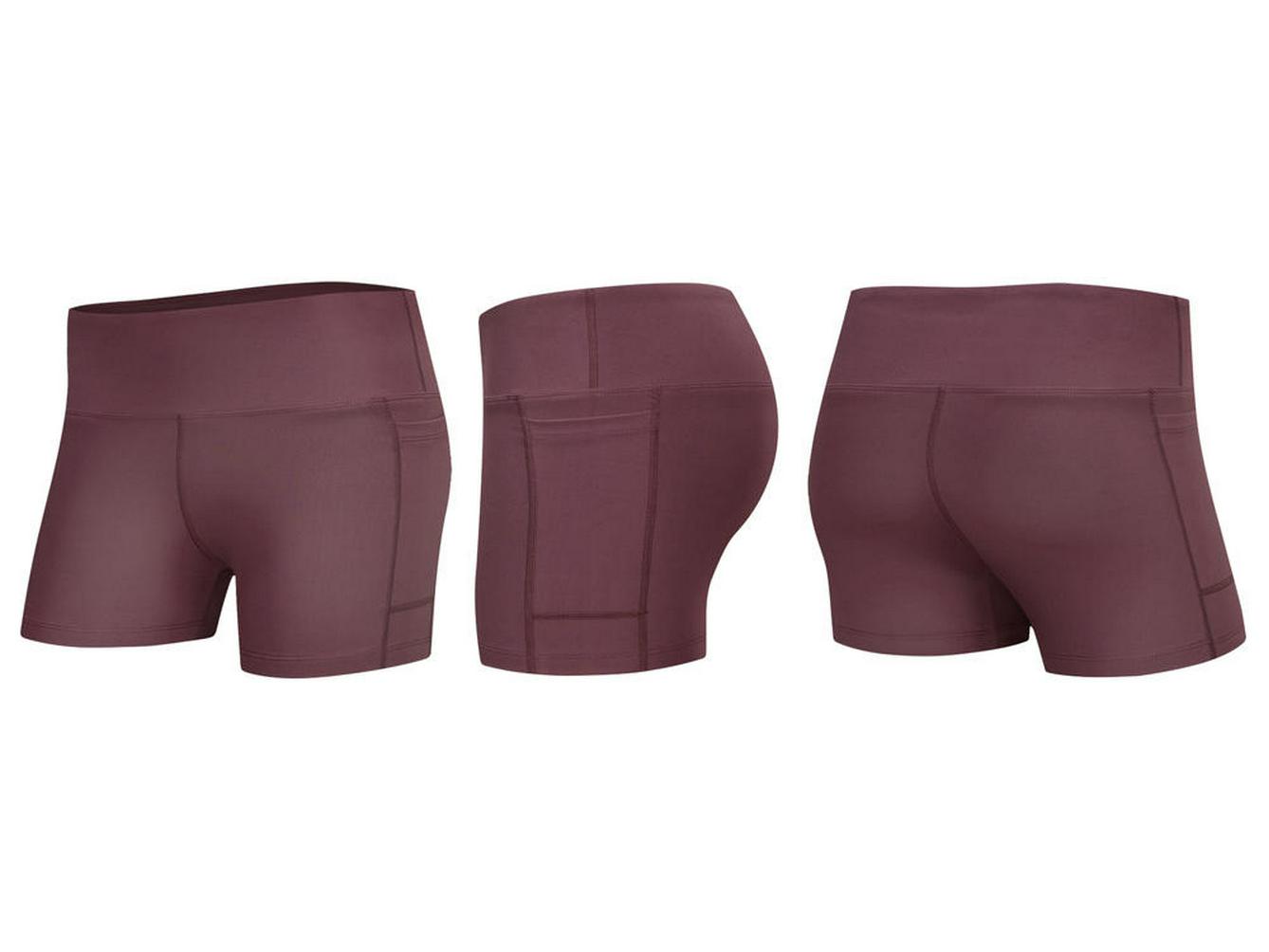 

Женские бесшовные вязаные дышащие шорты для йоги - перекрестный пояс, однотонные, фитнес-брюки с эффектом персика M (recommended weight 90-100 jin) коричневый