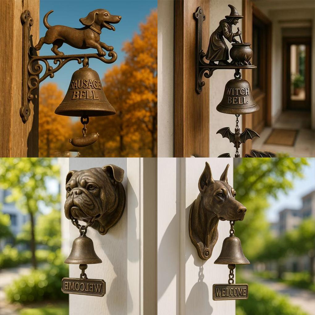 Retro Animal Inu Welcome Wall Mounted Pet Doorbell Charming Entrance Decoration Handmade Durable Dog Lovers Home