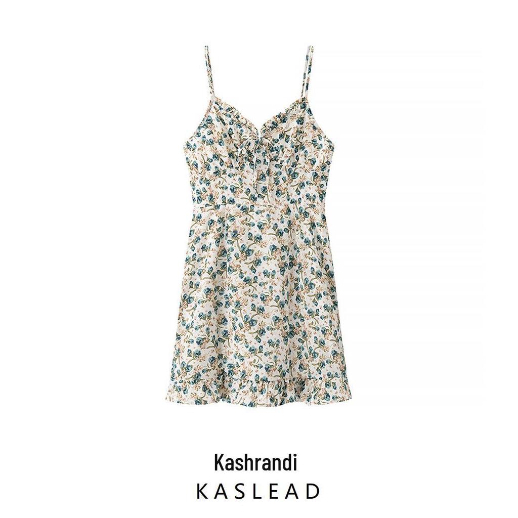 2025 Spring Women's European and American Style Printed Sling Dress