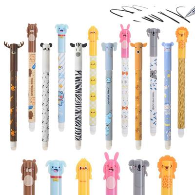 3/6/12PCS Stylo Gel Animal 3D Effaçable avec Encre Effaçable Stylo Animal Mignon Pointe 0.5mm Stylos à Bille Fins pour École Bureau Cadeau