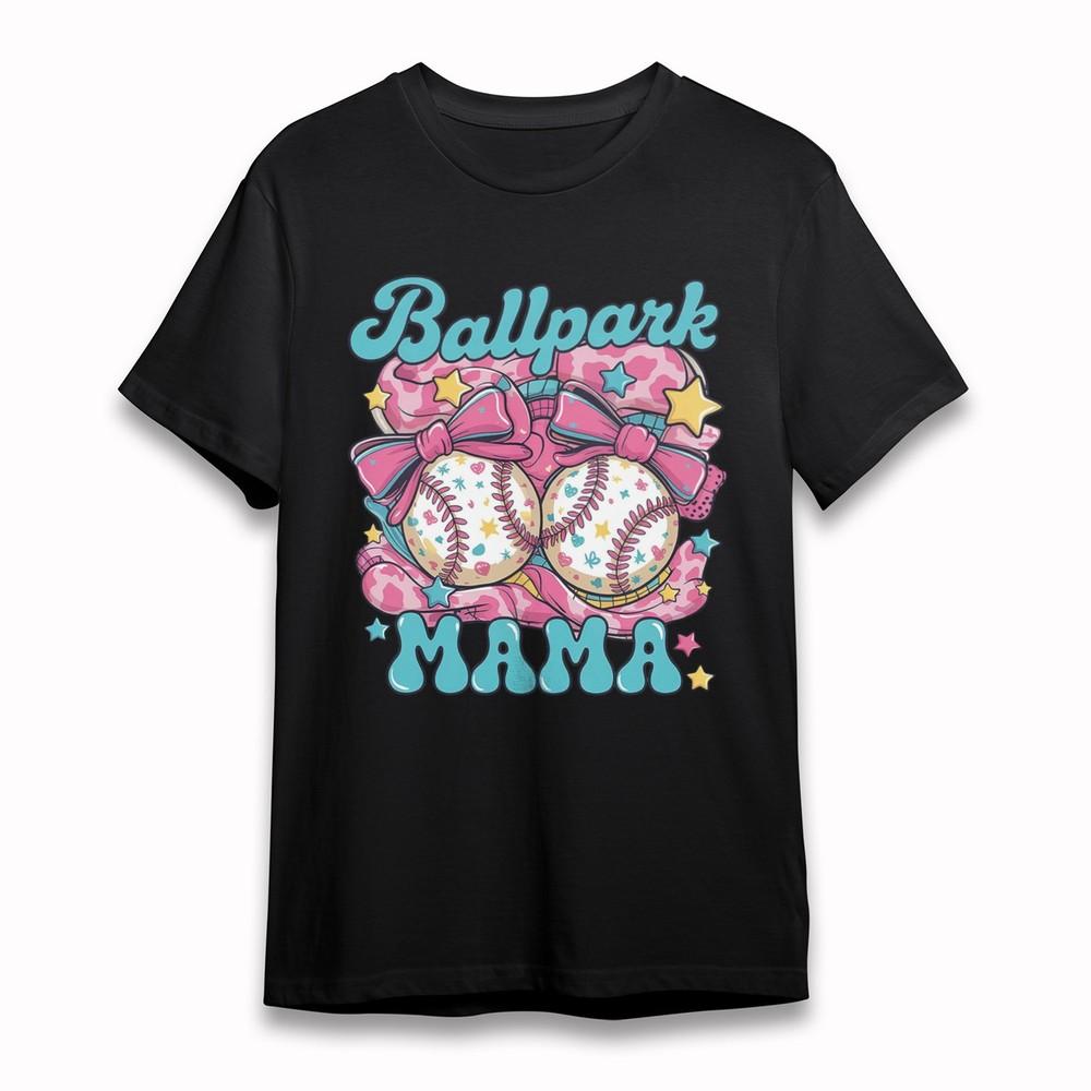 

Women s Plus Size Sporty Classic T-Shirt Ballpark Mama Baseball Bow Graphic Tee 4XL
