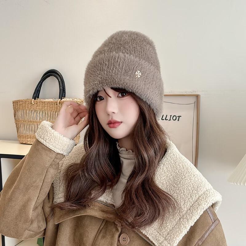 Fashion Women s Plush Knitted Winter Hat