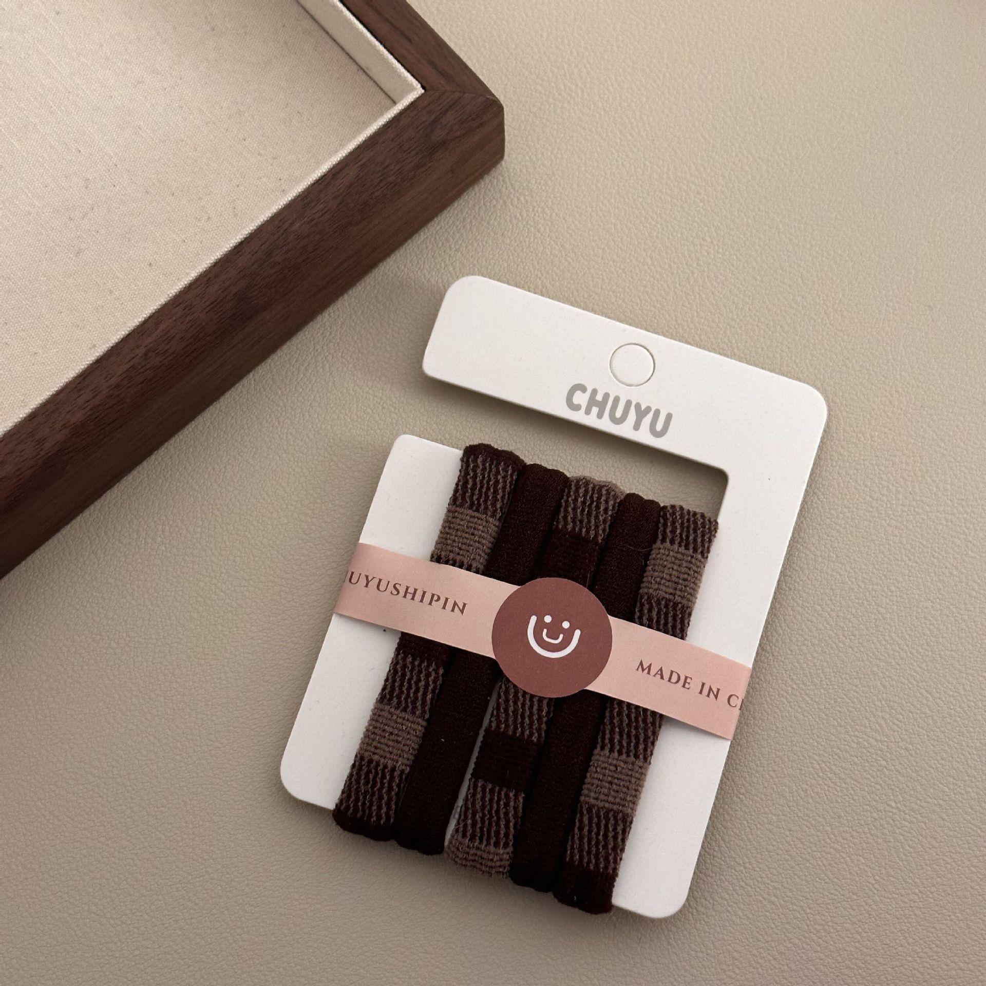 

5 резинок для волос, высокоэластичные резинки, толстые резинки для волос для взрослых и простые резинки для волос для женщин темный кофе