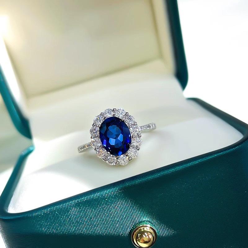 S925 Sterling Silver Sapphire Women's Ring - Light Luxury, High-End, Unique Design, 2026 Hot Style