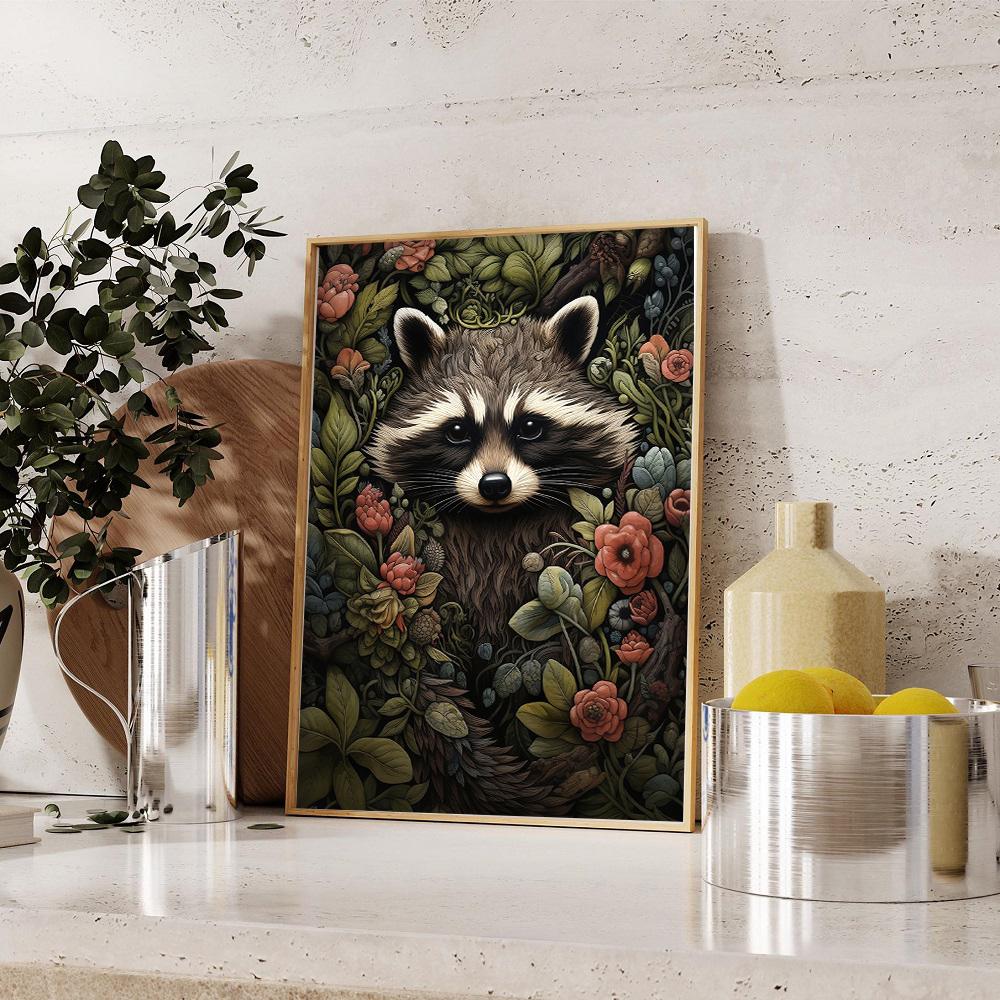 Rabbit Bunny Rustic Raccoon Frog Sheep Deer Bear Fox Forest Poster Canvas Painting Print for Living Room Home Decoration Cuadros