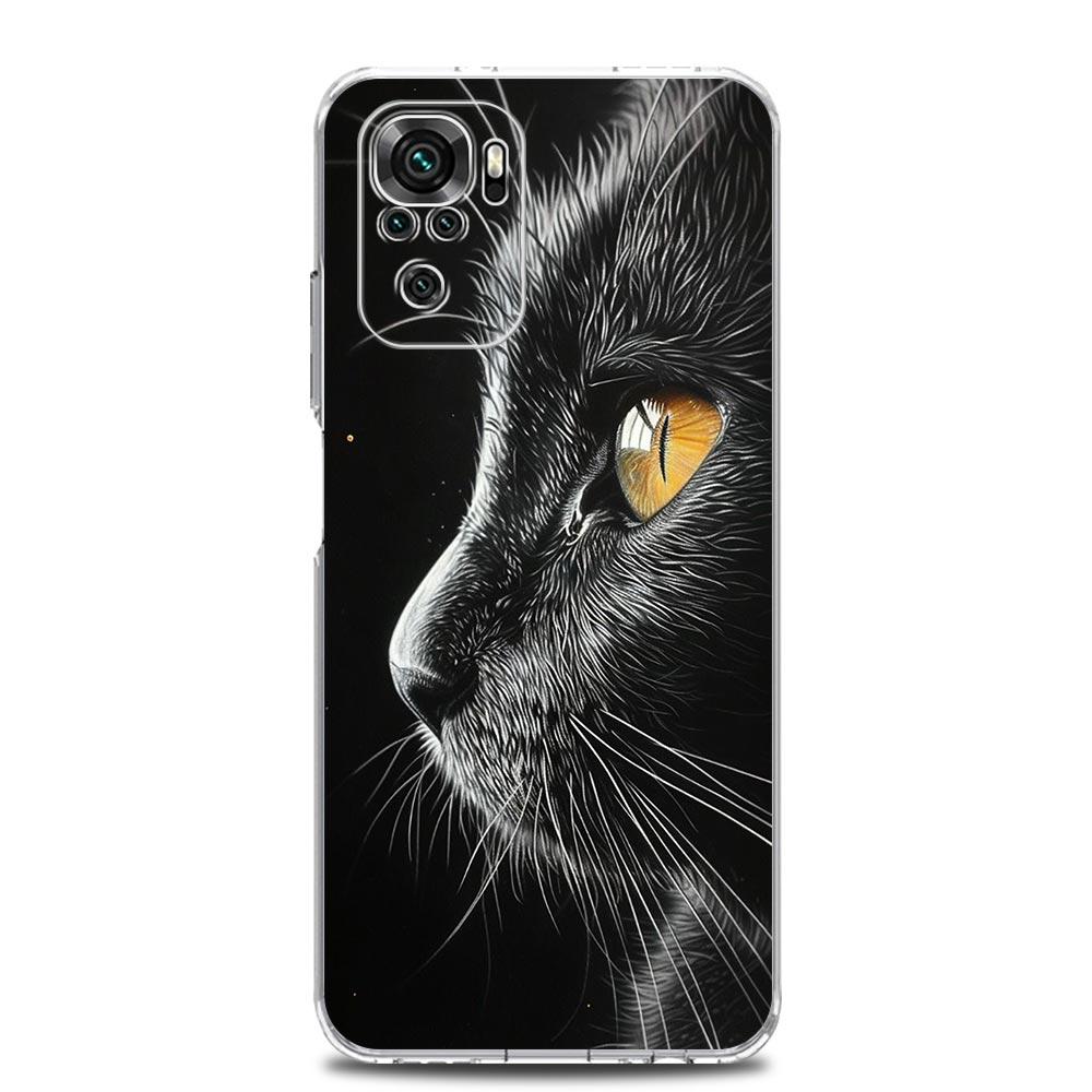 Phone Case For Xiaomi Redmi Note 15 14 13 12 4G 10 11 Pro Plus 5G 14C 13C 12C 10C Clear Soft TPU Cover Cat Line Black Cats