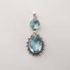Sky Blue Topaz Gemstone 925 Sterling Silver Handmade Bohemian Pendant 1.7" Partywear Jewelry For Gift VPP-4-14