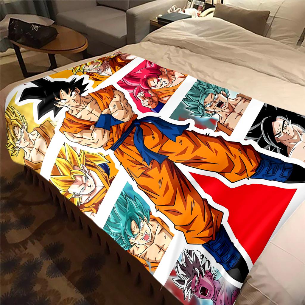 1 ks flanelová deka s potiskem Son Goku, Vysoce kvalitní pro všechna roční období, Domácí dekorace, Teplo a pohodlí, Perfektní jako vánoční dárky