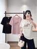 Korean Cute Graffiti Puppy Print Plus Size Women's Round Neck T-Shirt, Short Sleeve, Loose Fit