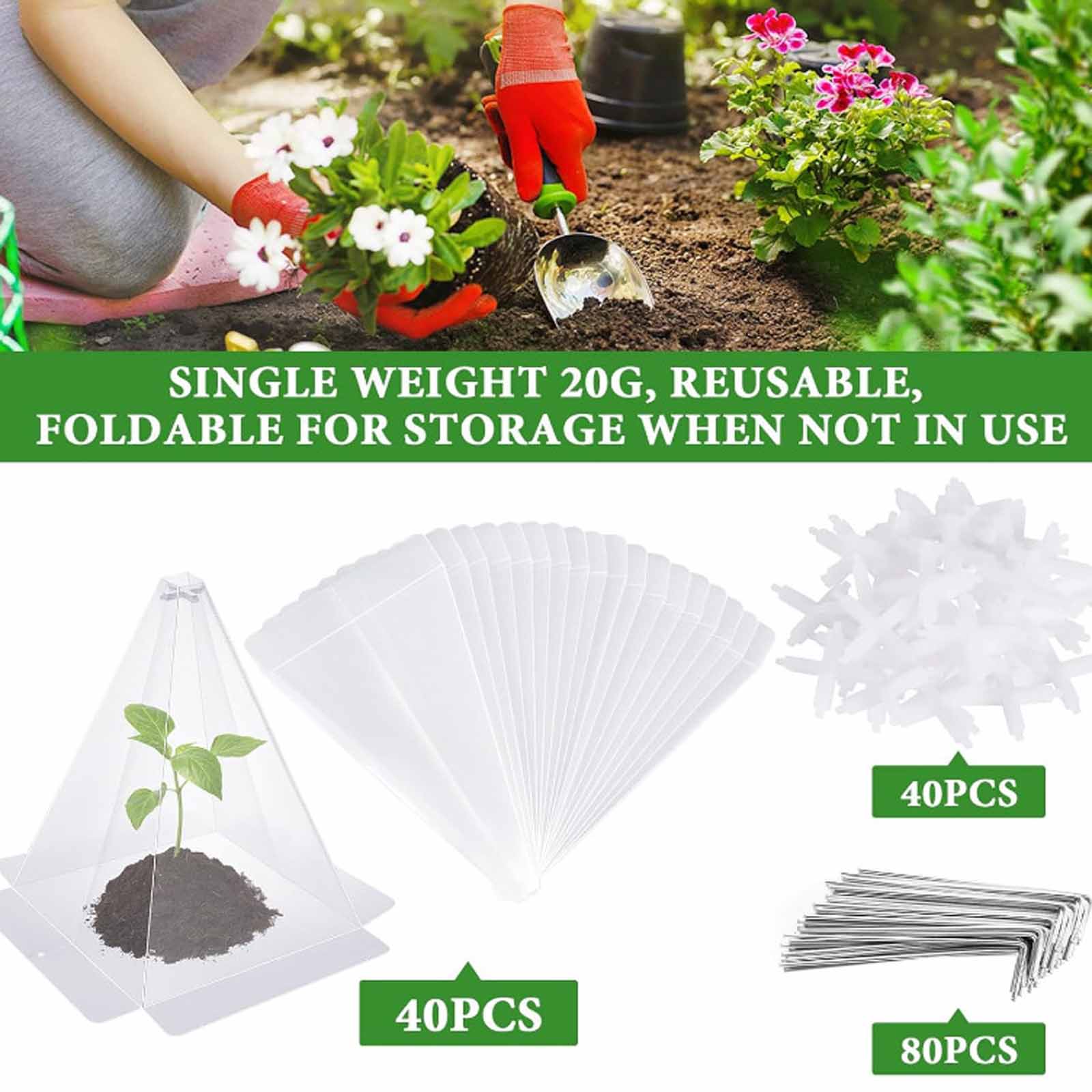 

Conical Green Plant Bell Cover, Garden Seedling Protector, Frost and Bird Damage Prevention for Plants One Size