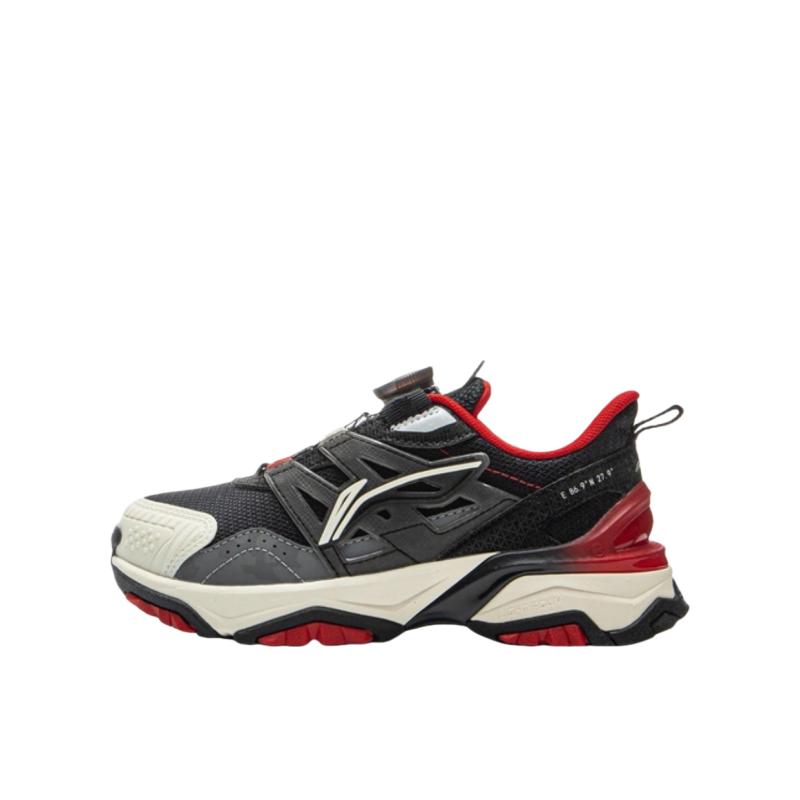 

Li Ning Детская спортивная повседневная обувь из синтетической кожи, модная, удобная, прочная, дышащая, низкая, повседневная обувь для детей, черно-красная YKNV016-3 28