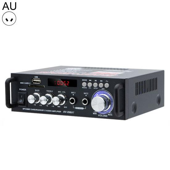 1 Set Power Amplifier Bluetooth-compatible 2.0 Channel 60Wx2 USB/SD/RCA/MIC/FM Input HiFi 300W Peak Sound Amplifier Home Supply