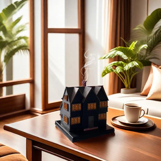 Černý dům kadidelnice Pryskyřice Čarodějnický dům Držák na tyčinku na kadidlo Halloween Party Dekorace na plochu