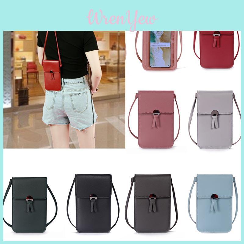 Women Transparent Touch Screen Mini Phone Pouch Shoulder Strap Mobile Bag With Snap Closure