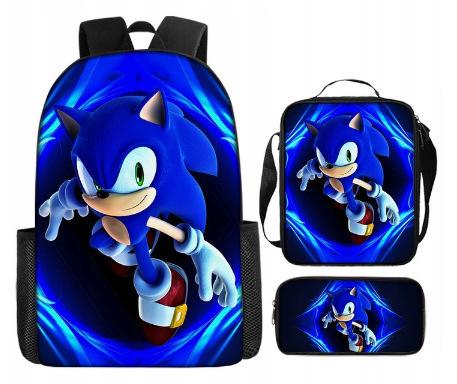 Sonic Backpack, Primary And Secondary School Students Schoolbag, Messenger Bag, Pencil Bag Three-Piece Set