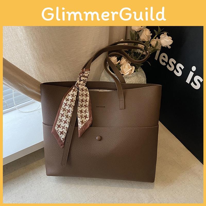 Soft Pu Ribbon Tote Bag For Women With Inner Pockets And Crossbody Strap For Commuting