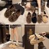 Warm beanie shoes wool shoes women's cotton shoes 2025 lamb height increase new winter black one-pedal thick-soled apricot