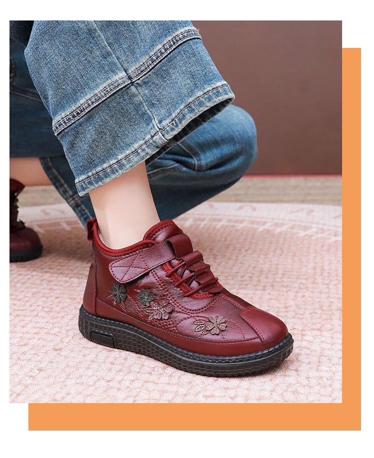 Women's Fleece-Lined Slip-On Winter Boots - Non-Slip and Warm Cotton Shoes for Middle-Aged and Elderly