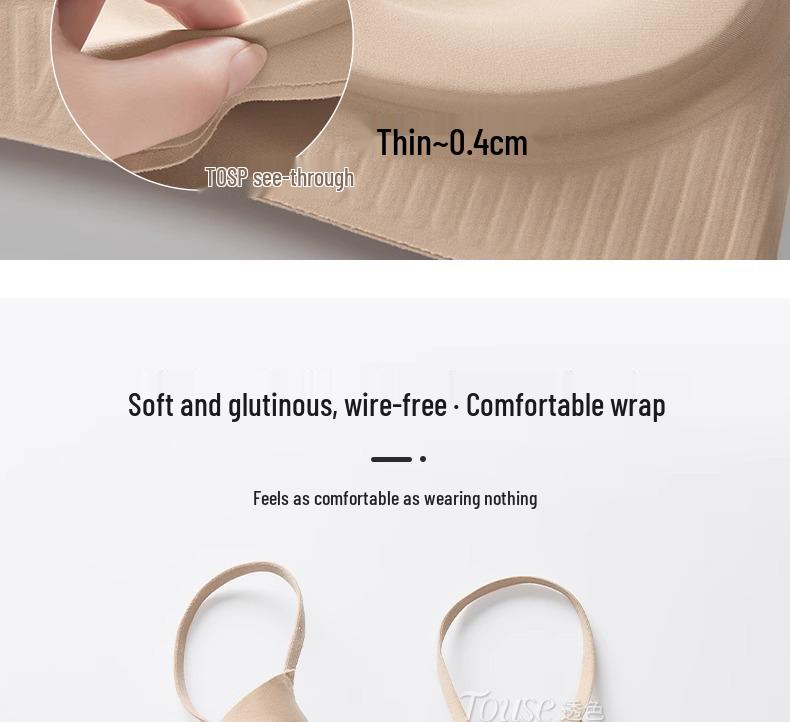 Unsichtbarer Nahtloser Raffinierter BH: Dünne Träger, Hautfarbe, Sommerleicht, Minimierender Effekt für große Oberweiten