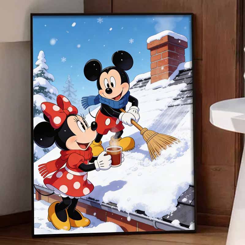 Disney Diamond Art Painting Kit 5D Diamond Winter Snow Scenery Painting Dot Art Gemstone Crystal Art Paint Diamond Home Wall Decor