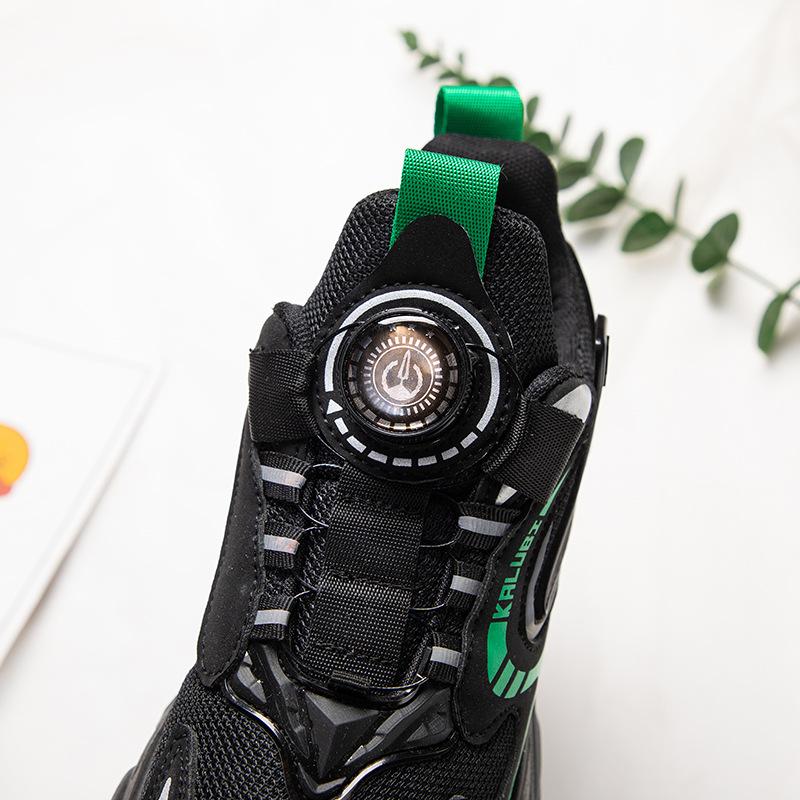 Big stupid bear spring and autumn new primary and secondary school students rotating buttons children's sports shoes soft-soled mesh teenagers