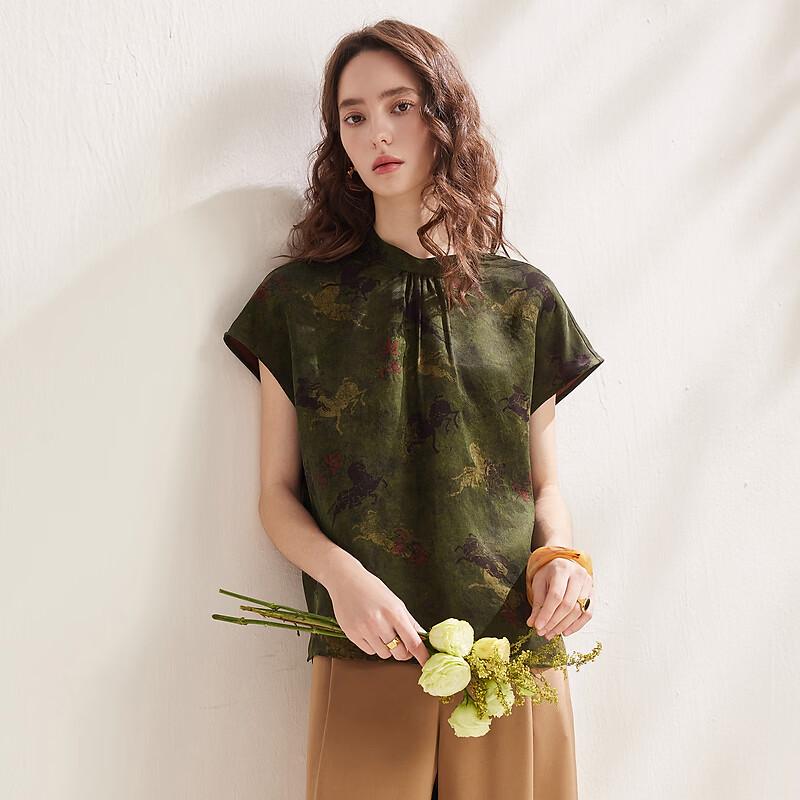 Zhaojun New Chinese Style Mulberry Silk Short Sleeve Top 2XL